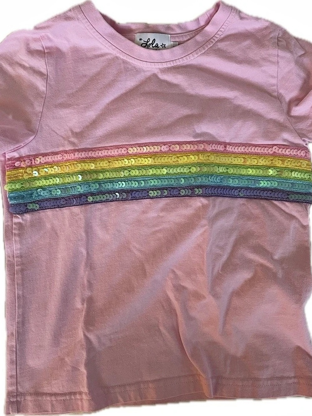 Lola + The Boys Pink Rainbow Sequin Set Girls' Size 6